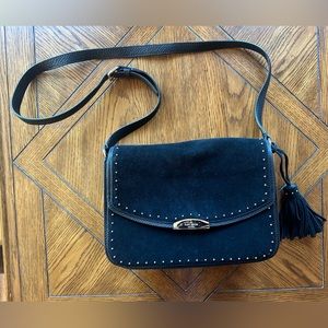 Black suede Kate Spade adjustable cross body bag